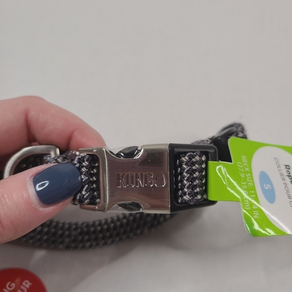 NWT Kong Reflective Rope Dog Collar Grey Size Small - Picture 3 of 6